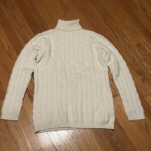 Neiman Marcus Exclusive Men's 100% Pure Cashmere Cable Knit Sweater Ivory Medium